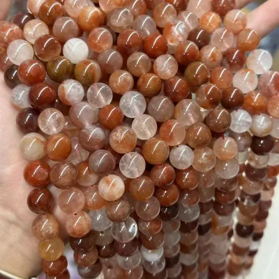 Red Rutile Quartz Beads Healing Crystal Rutilated Quartz Beads 6mm 8mm Round Smooth Gemstone Beads for Jewelry Making