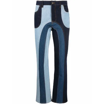 DiZNEW OEM Patched Denim Colorful Color Block Slim Fit Women Patchwork Denim Jeans