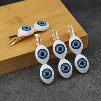 6cm Halloween Double Lucky Eye Resin Duckbill Hair Clips Korean Style Fashion Barrettes Women Daily Casual Party Hair Accessory