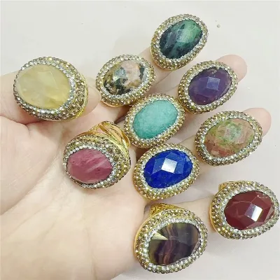 CH-CKR0189 Amethyst/Lapis/ Natural stone rings,Fashion Men's/Women's Ring wholesale,Adjustable cuff ring jewelry