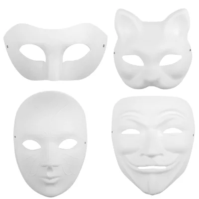 SINOART Blank Paper Mache Masks DIY Hand Painted Paper Mask for Halloween, Masquerade Parties, Cosplay Party