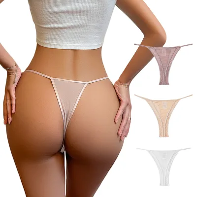 Thong T Pants Low Waist Sex Sexy Woman One Rope No Trace Ice Silk Plus Size Thong Sports Briefs