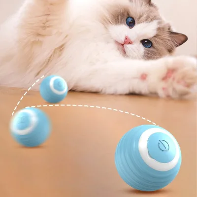Automatic 360 Self-Rotating USB Rechargeable  Silicone and ABS Rolling Ball Toy Smart Cat Exercise Chase Toy in Box