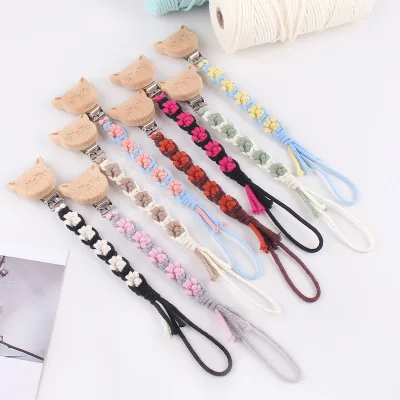 DIY Handmade Woven Countryside Style Colorful Daisy Nipple Chain Pacifier Clip Chain