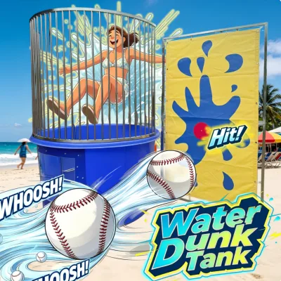Summer Water Carnival Games 2000L Big Splash Me Dunk Tank with Stable Base with TUV Inspection Report with 4 Balls