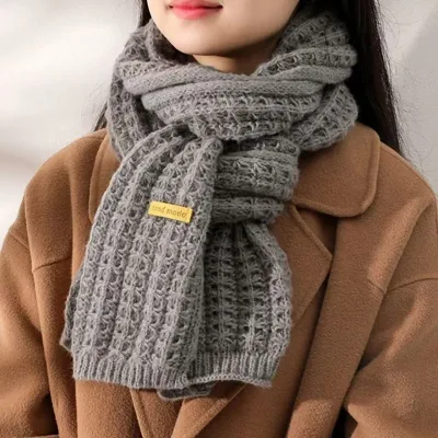 Syh1243 Designer Scarf Shawl Custom Logo Solid Color Women Winter Knitted Scarves