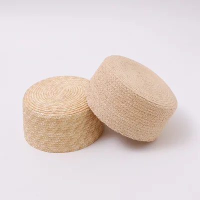 Natural Raffia Straw Woven Pillbox Hat for Women French Beret Style Summer Breathable Sun Protection Adjustable