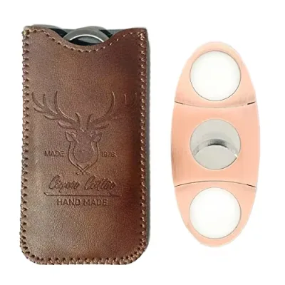 Portable Cuban Cigar Punch Cutter Double Blades Stainless Steel and Aluminium Pocket Tool for Smoking Cigarette Knife