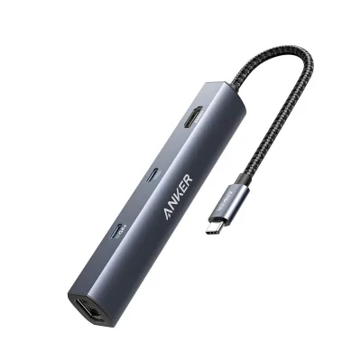 Anker PowerExpand 6-in-1 USB C PD Hub With 65W Power Delivery 4KHDMI 1Gbps Ethernet 2 USB 3.0 Data Ports