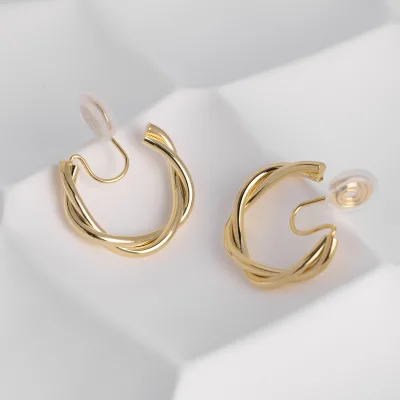 Ear Studs Change Ear Clip Custom Factory Double Layer Twist Clip on Earrings Elegance Hoops Earrings