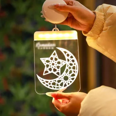 Eid Mubarak 3D Led Lamp Ramadan Night Light Led Moon Star Eid Bedroom Decoration Light Ornament Ramadan Decoration