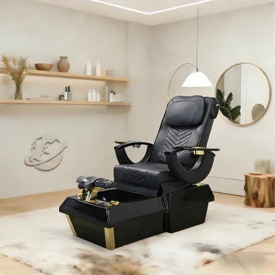 Classic Luxury Black Color Fiberglass Base Pedicure Chair Full Body Massage Surfing Function Foot Massage Chair