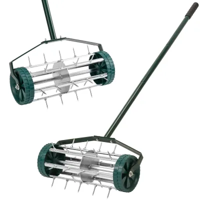 18-Inch Spike Rolling Lawn Aerator for Grass Heavy Duty Manual Push Aerator Lawn Tool Soil Health for Garden&Yard Tool