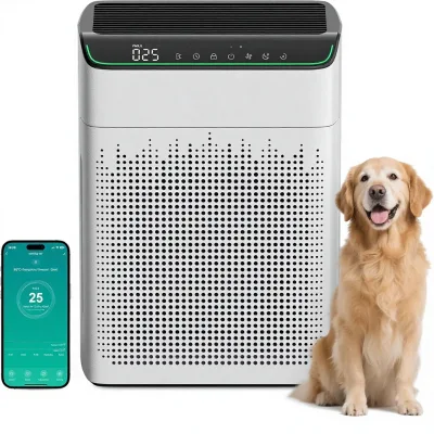 FLANUR Air Purifiers Home Large Room Double-sided Inlet Alexa Compatible HEPA Filters White App-Controlled PM CADR Noise
