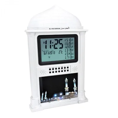 Islamic Alasr Muslim Azan Time Alfajr Stainless Steel Prayer Qibla Compass Waterproof Kaaba Led Lcd Clock Watches