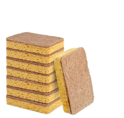 Double-sided Sword Grass Sponge Scrubber for Cross-border Wood Pulp Cotton Dishwashing Brush Pot Scouring Cloth