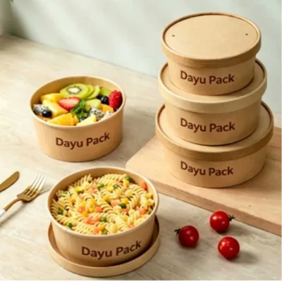 Factory Wholesale Eco Friendly Disposable Food Grade Recyclable Grease Resistant Leakproof Takeaway Paper Containers Salad Bowls