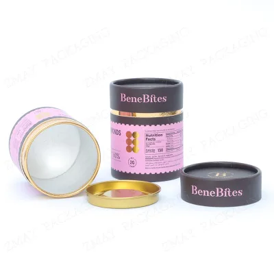 eco friendly paper can food grade cardboard cylinder boxes for coffee bean chocolate packaging aluminum foil paper lining
