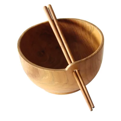 Wooden Noodle Ramen Bowl with Chopsticks Housewarming Gift Japanese Style Chopstick Bowl Set Wood Soup Salad Bowl Gift Set