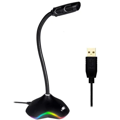 RGB Flexible Gaming Mini Microphone Colorful Backlight Recording Steam Chatting Wired Microphone