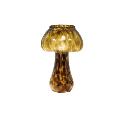 NordicRetroAmber Tortoiseshell MushroomShaped WineGlass Handblown Mottled LeopardPrint DrinkingGoblet CocktailGlassesForBarParty