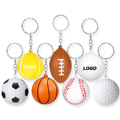PU Sponge Ball Keychain Backpack Pendant Stress Relief Toy, 4cm Foam Ball, Custom Logo