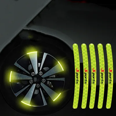 20pcs Wheel Hub Decals Reflective Reflector Strips Tape Rim Stickers Warning Safety Scratch Protector Cover Car logo