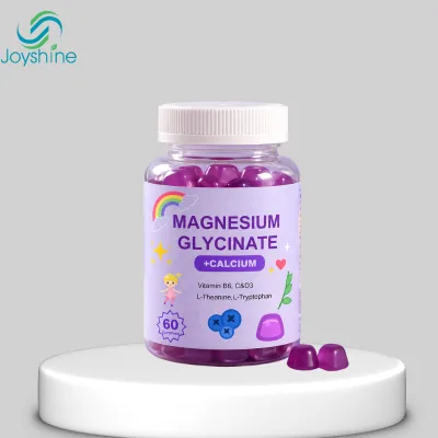60 Gummies Magnesium Glycinate Calcium Chewable Gummies with B6 C D3 L Theanine L Tryptophan Daily Relaxation Dietary Supplement