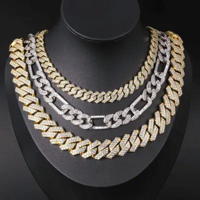 CM Jewelry Luxury High Quality Hip Hop 14k Gold Plated Figaro Necklace Oro Laminado Cadena Cubana Miami Cuban Link Chain Mens