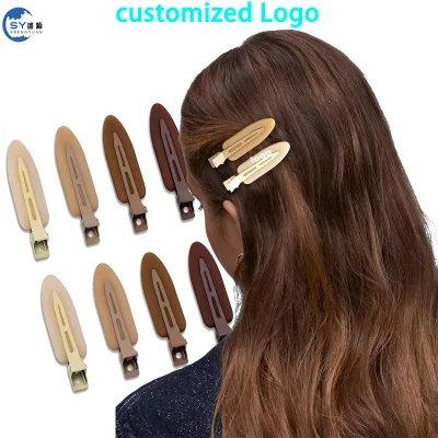 6 Pcs Creaseless Hair Clips No Bend No Crease Makeup Hair Clips for Women Girls Flat Hairstyling Salon Golden Handle