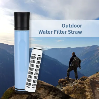Portable Lightweight Plastic Activated Carbon Eco-Friendly Manual Camping & Hiking Outdoor Water Filter Straw