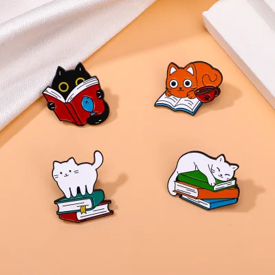 Cartoon Animal Badge Metal Brooch Cute Design Cat Dripping Oil Student Badge