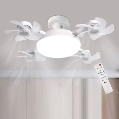 Folding Ceiling Fan With LED Light Remote-Controlled LED Ceiling Pendant Lamp Fan