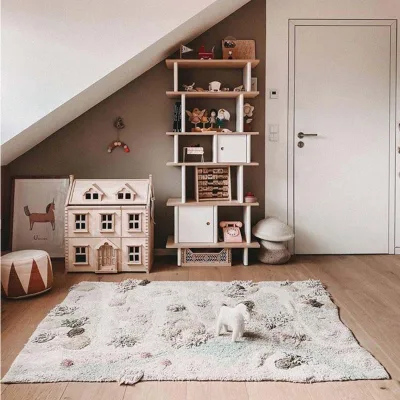 Custom Tufted Child Play Carpet Soft Plush Area Rug With Detachable Toy Anchors Non Skid Mat for Toddler Bedroom Felt Fluffy