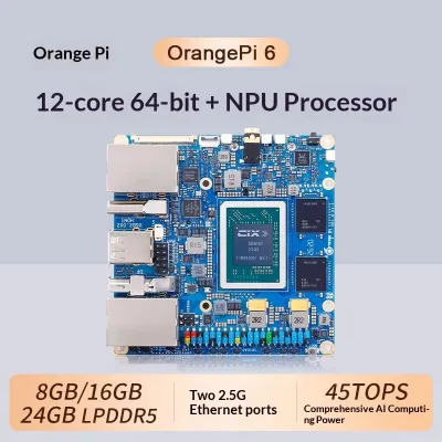 OrangePi 6 Development Board 12-core 64-bit Processor 45 TOPS Computing Power AI Model Support Linux OS Dual 2.5G Ethernet Ports