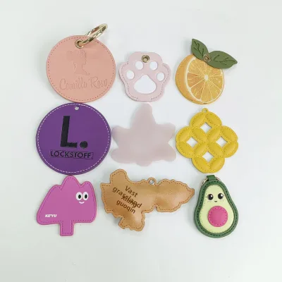 Custom Unisex PU Leather Charm Cartoon-Shaped Pattern Embossed Design Stuffed Filling Map-Style Leather Label Luggage Pendant