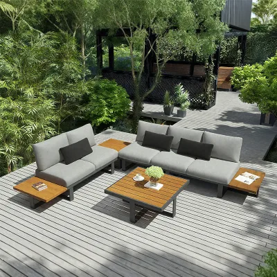 Ready to Ship U Shaped Cast Iron Outdoor Patio Set Furniture Sofa Garden Outdoor Wall Weather