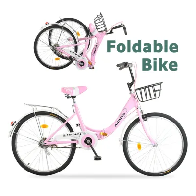 Foldable City Bike for Lady 22/24 Inch Portable Fast Folding Bicycle Urban Simple Bike