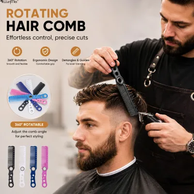 Wanmei 360° Rotating Comb Hairstylist Haircut Comb with Bearing Polka Dot Hollow Handle Updo Styling Comb