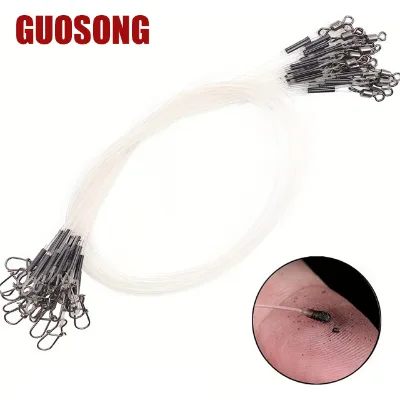 10pcs/pack Heavy Duty 7-18kgs Fishing Fluorocarbon Leader with Rolling Swivel and Snaps Connects Lures Fluorocarbon Line Leader