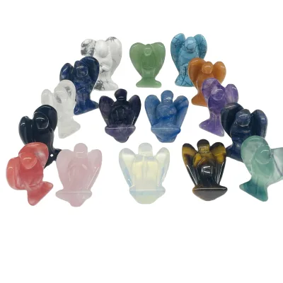 DIY Cheap natural stone carved crystal crafts colorful mix quartz crystal angels for gift