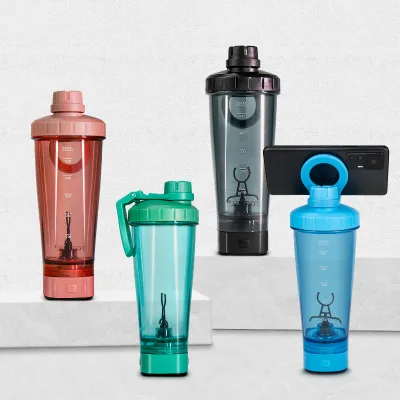 600 ml BPA-Free Shaker Rechargeable USB Powerful Bottle for Smooth Protein Shakes, Includes Supplement Storage, Cup