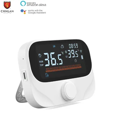 Programmable 7days Tuya RF WiFi Smart Thermostat Radiator Valve With Rotary Knob Alexa Valve Thermostatic for Home Use TRV