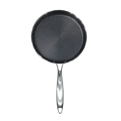 2025 New Arrivals Tri-ply Stainless Steel 430 Fry Pan Chicken Aluminium Alloy Layer Frying Pan Without Lid