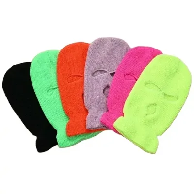 I-0088 Unisex Design Men Outdoor Warm Custom Black Balaclava 1 Hole Face Cover Cheap Balaclava Hat Knitted Ski Mask