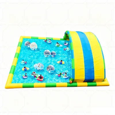 Commercial Rectangular Inflatable Foam Party Pool with Canopy for Kids Events and Water Play