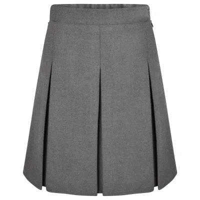 HF High Quality Factory Girls Box Pleated Skirt Solid Color School Uniform Basic Versatile Stretchy Grey School Skirts