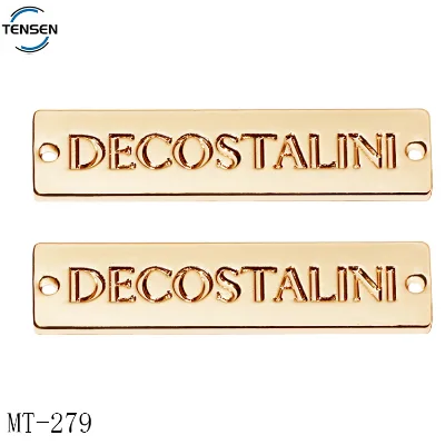 Fashion Bikini Zinc Alloy Eco-Friendly 3D Embossed Logo Gold Plated Women Coat Name Badge Rectangle Shape Clothing Sewing