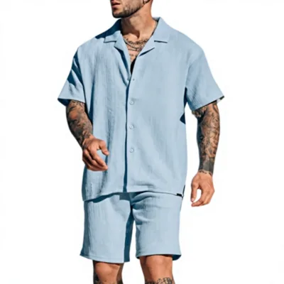 Cross-border Bestseller -hit Mens Streetwear T-shirt Trendy Brand Summer Short-sleeve Casual Fashion Set 100% Bamboo