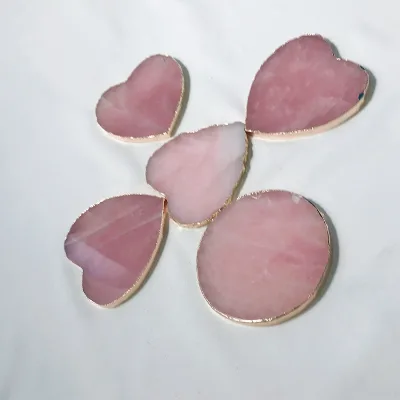 DIY Crystal Crafts Wholesale Natural Rose Quartz Crystal Slice Rose pink Crystal Coasters